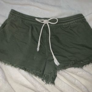 Aerie army green denim shorts